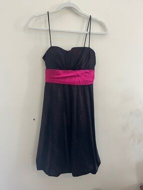 Jump Apparel‎ Y2K Bubble Hem Formal Dress Black Pink 2000s Glitter NWT Vintage